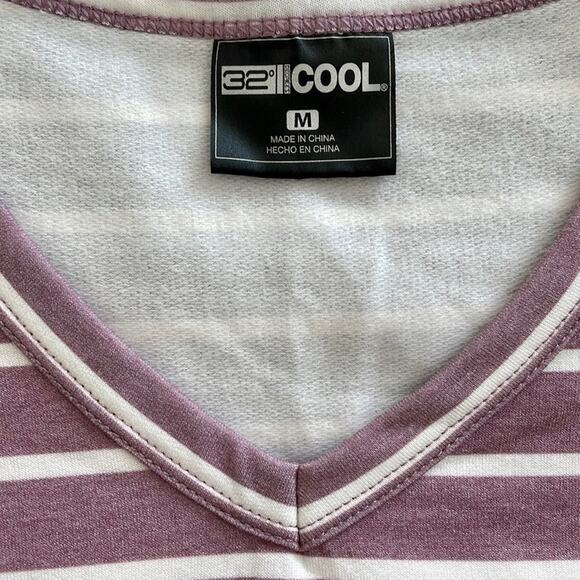 32 Degrees Stretch Knit Activewear Dress w/ Pockets Purple Stripe Size M - Picture 4 of 8